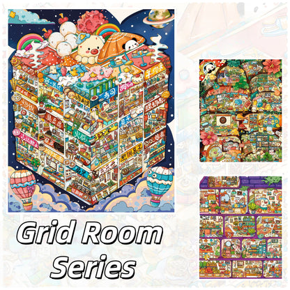 Grid Room Series 3D Sticker | 3 Cute Miniature Scenes