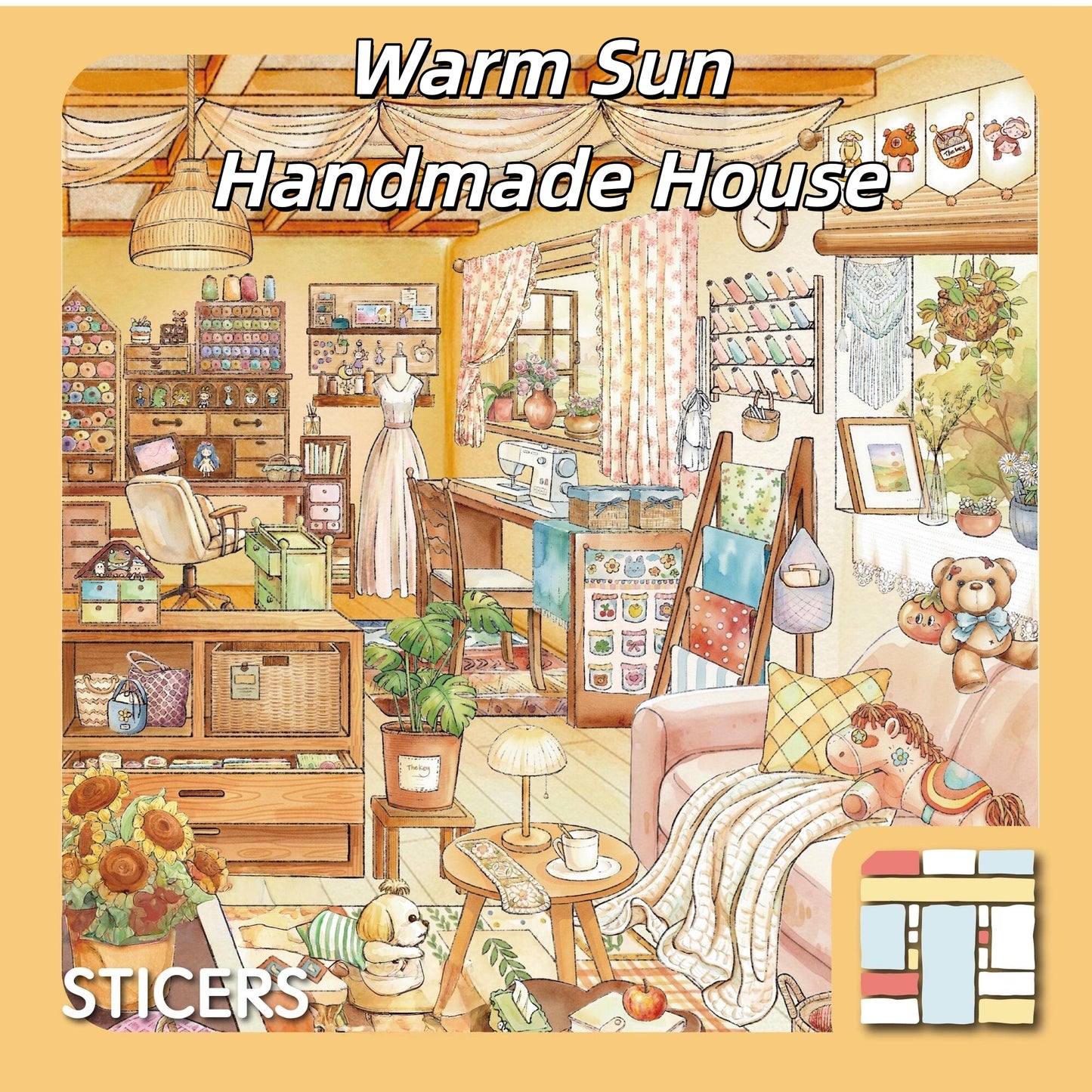 Warm Sun Handmade House 3D Sticker