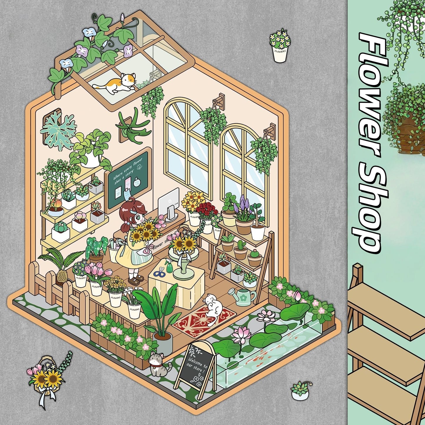 Flower Shop 3D Sticker