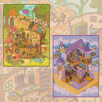 Witch House 3D Sticker | 2 Cute Miniature Scenes