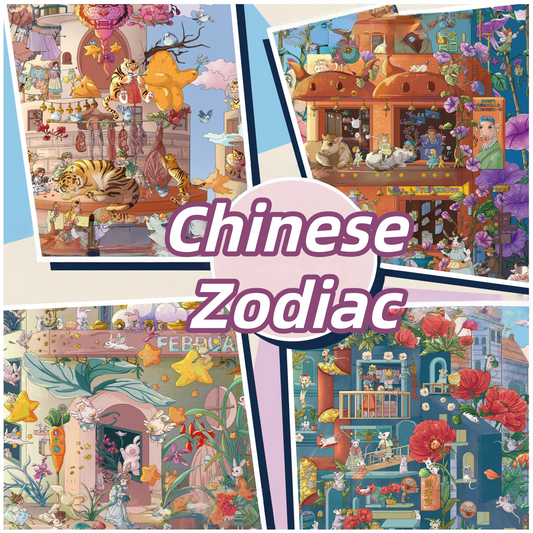 Chinese Zodiac 3D Sticker | 4 Cute Miniature Scenes