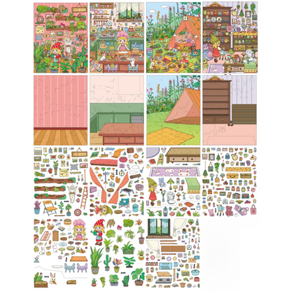 Leopard Diary Series 3D Sticker | 4 Cute Miniature Scenes