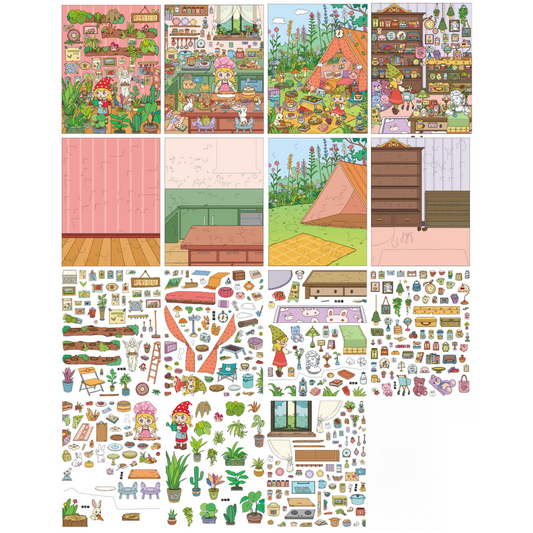 Leopard Diary Series 3D Sticker | 4 Cute Miniature Scenes