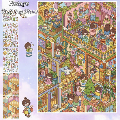 Tastes & Threads 3D Sticker | 2 Cute Miniature Scenes