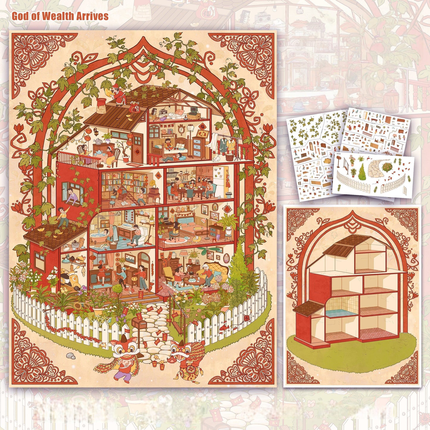 Cubicle Apartment 3D Sticker | 3 Cute Miniature Scenes