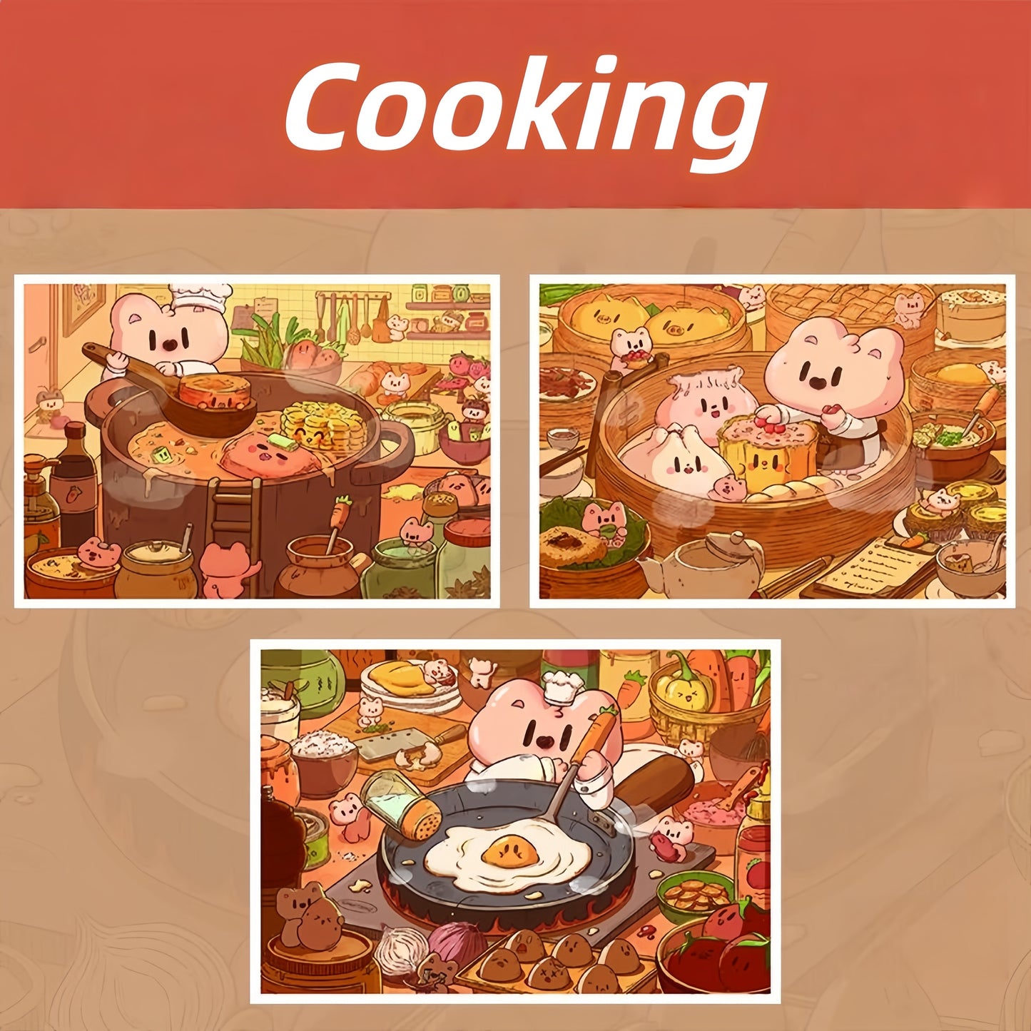 Cooking 3D Sticker | 3 Cute Miniature Scenes