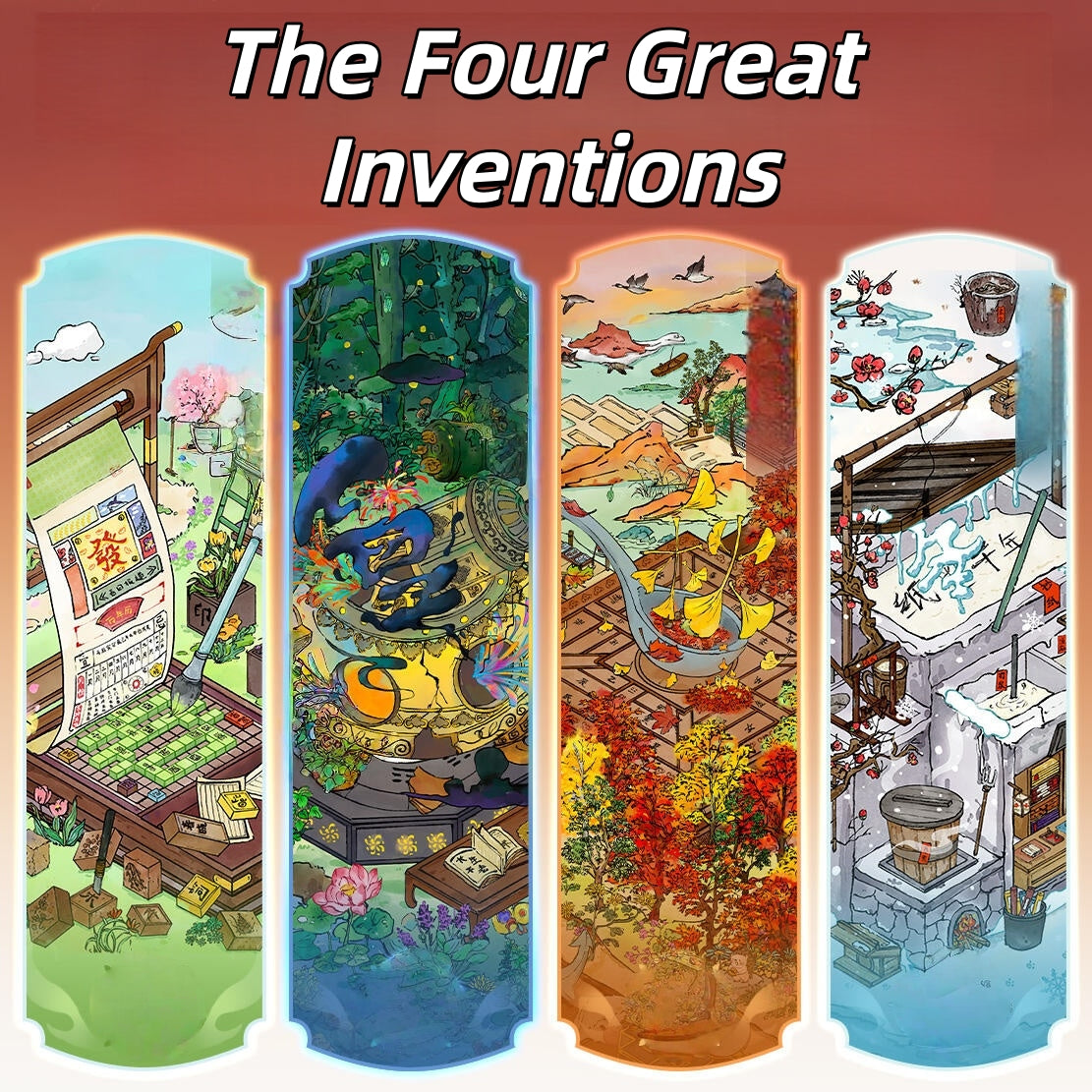 Inventions Sticker The Four Great Inventions 3D Sticker | 4 Cute Miniature Scenes – PuPu Land