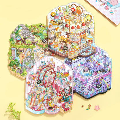 Eggie Party 3D Sticker | 4 Cute Miniature Scenes