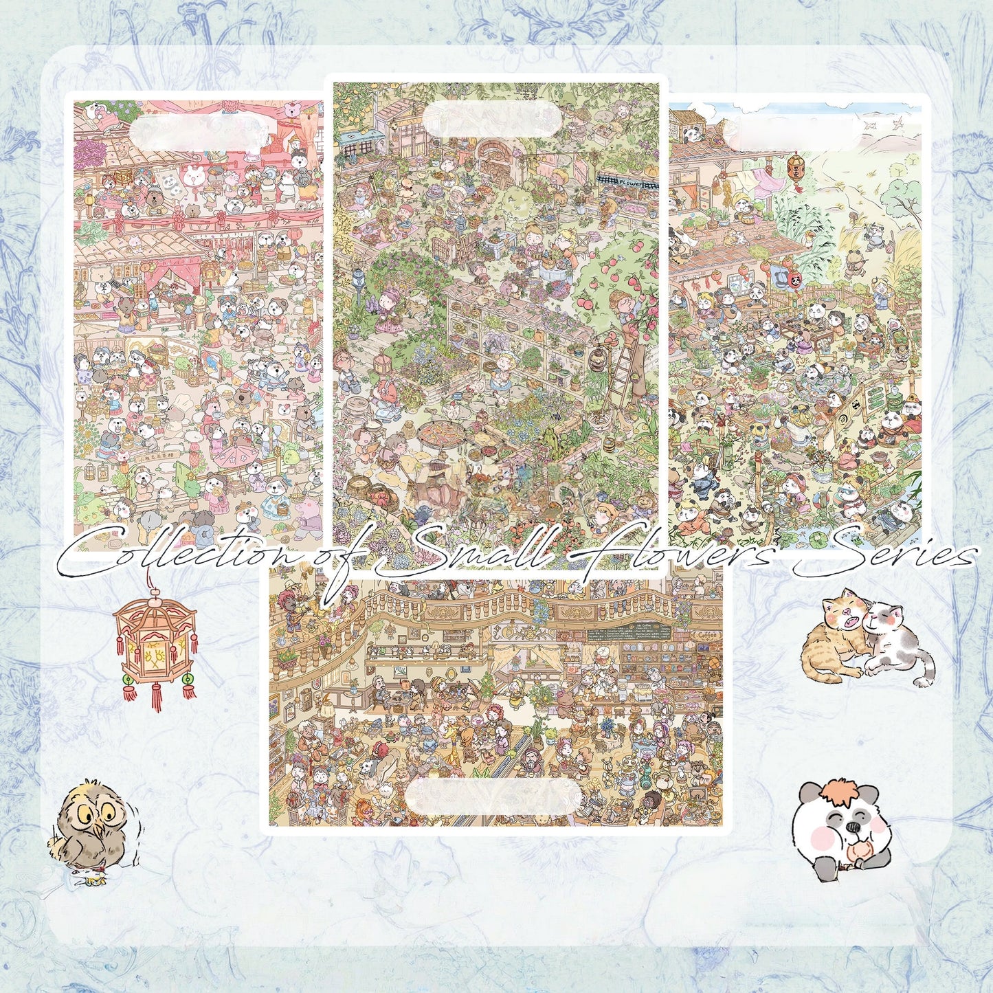 Collection of Small Flower Series 3D Sticker | 4 Cute Miniature Scenes