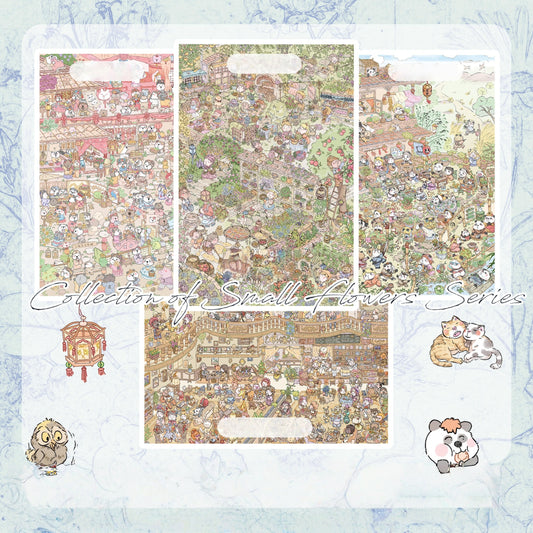 Collection of Small Flower Series 3D Sticker | 4 Cute Miniature Scenes