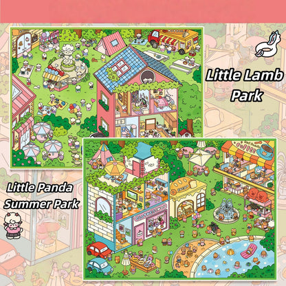 Cute Animal's Park 3D Sticker | 2 Cute Miniature Scenes