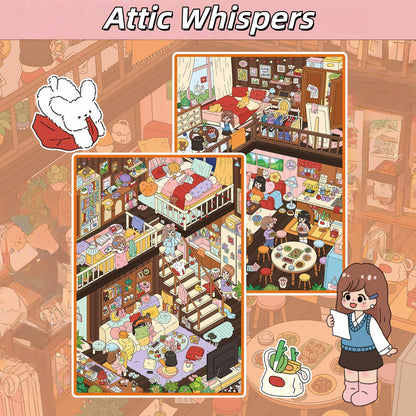Attic Whispers 3D Sticker | 2 Cute Miniature Scenes