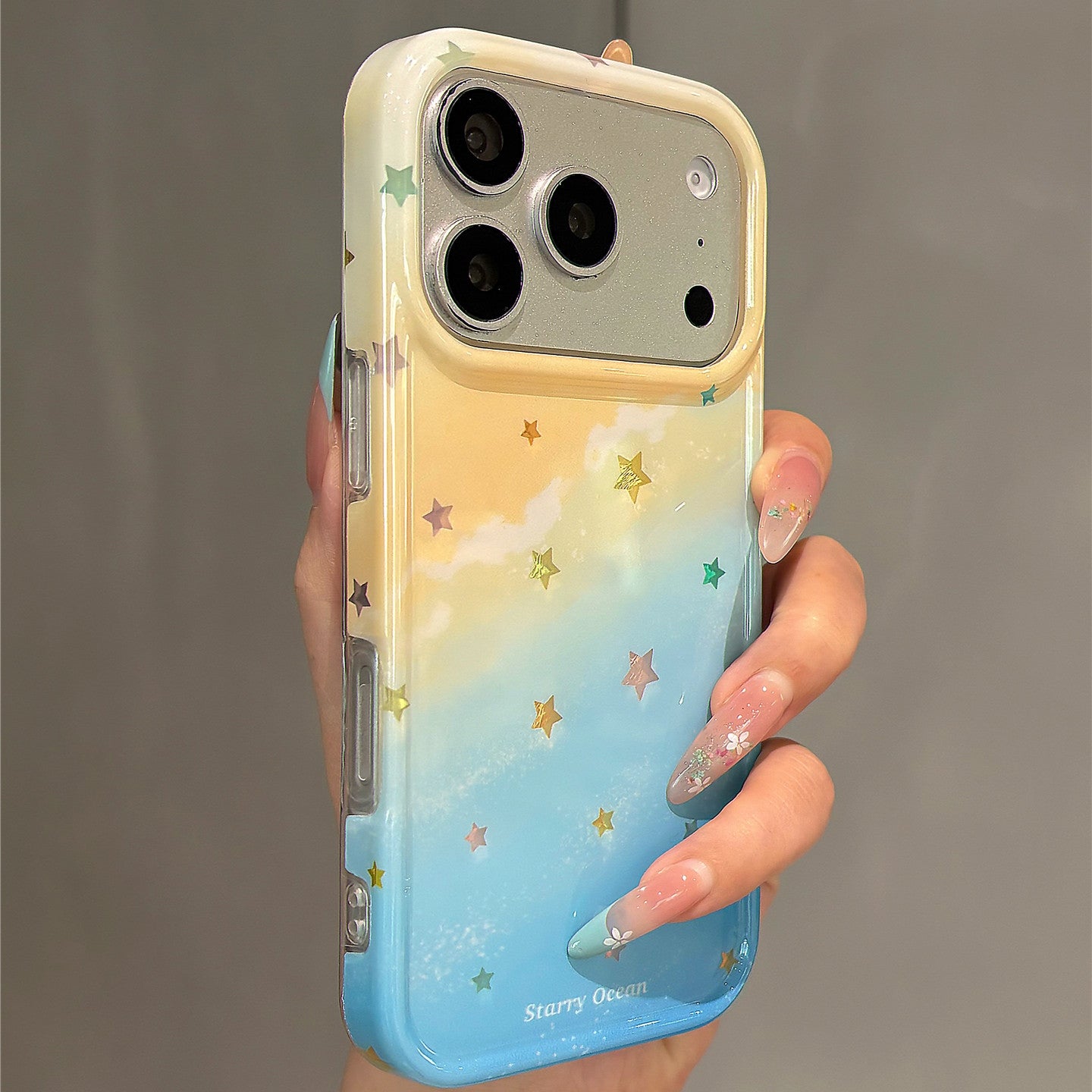 Yellow Blue Ombre Gilt Star Acrylic Phone Case