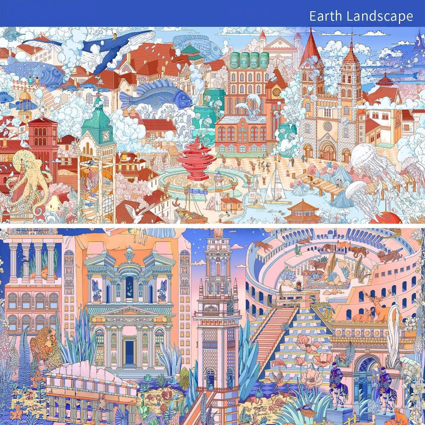 Earth Landscape 3D Sticker | 2 Cute Miniature Scenes