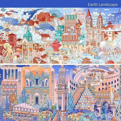 Earth Landscape 3D Sticker | 2 Cute Miniature Scenes