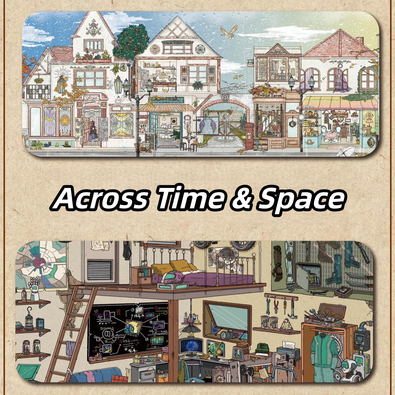 Across Time & Space 3D Sticker | 2 Cute Miniature Scenes
