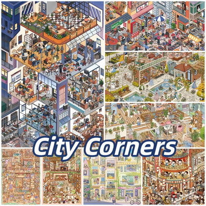 City Corners 3D Sticker | 8 Cute Miniature Scenes
