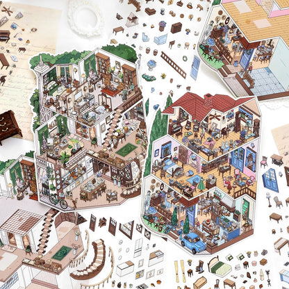 European-style Cottage 3D Sticker | 2 Cute Miniature Scenes