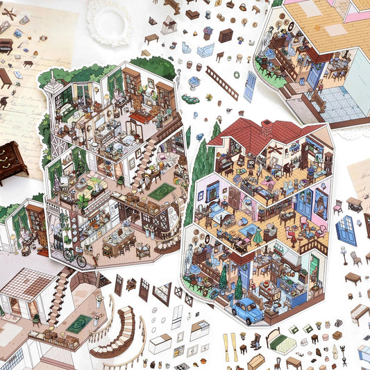 European-style Cottage 3D Sticker | 2 Cute Miniature Scenes
