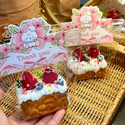 Strawberry Cream Sachima Mini Bun Squishy