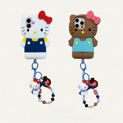 3D White & Black Cat Silicone Phone Case