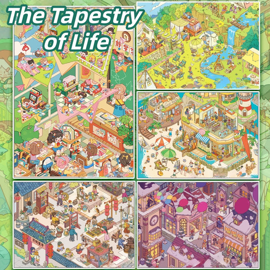 The Tapestry of Life 3D Sticker | 5 Cute Miniature Scenes