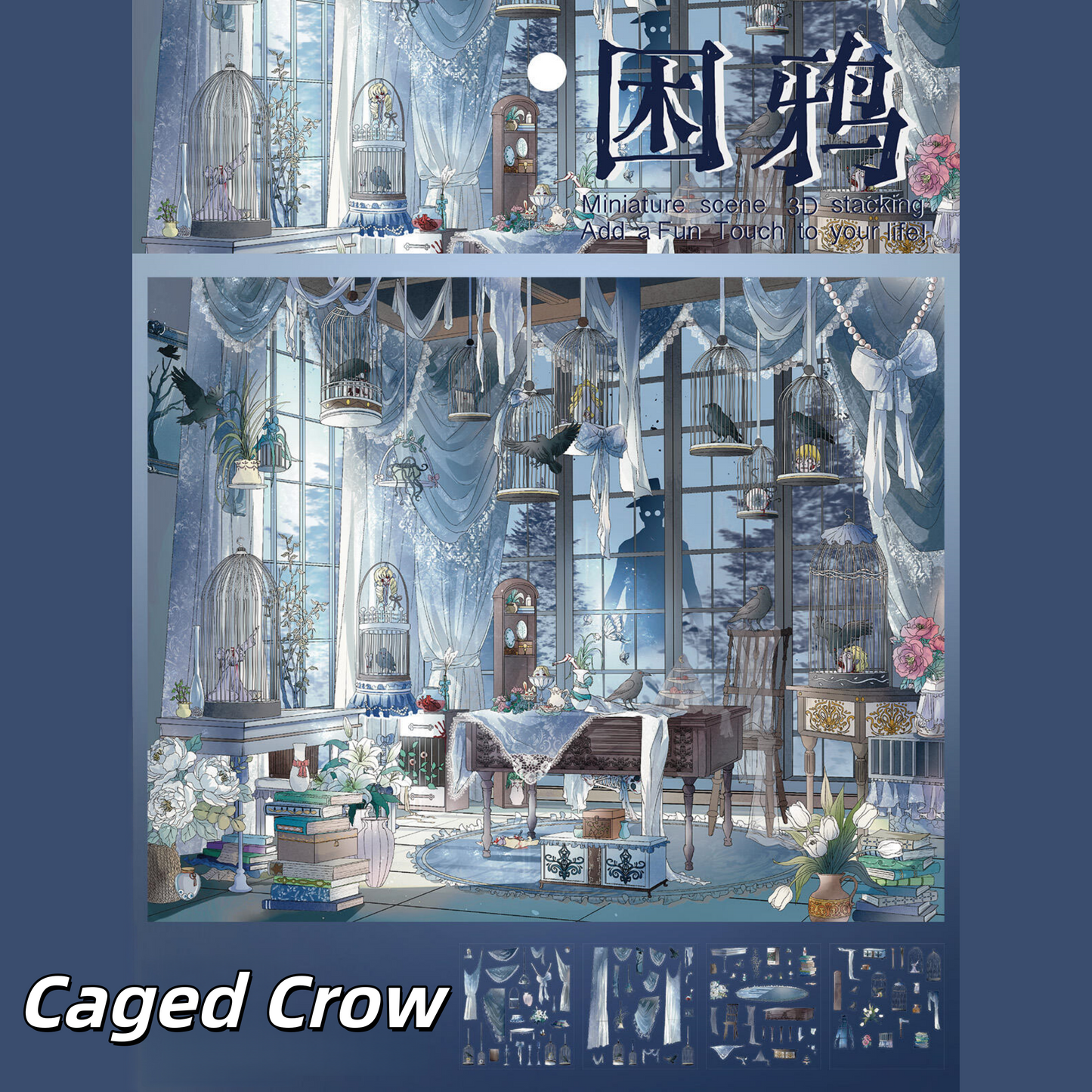 Caged Crow 3D Sticker