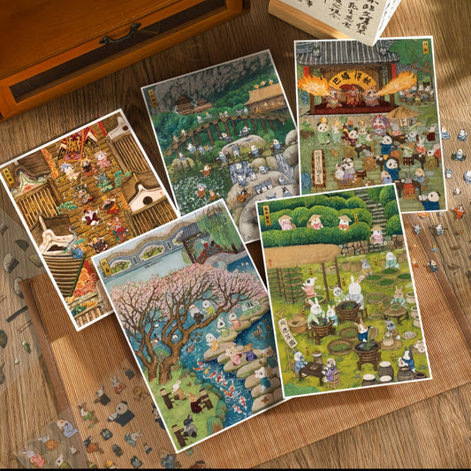 Chinese Heritage 3D Sticker | 5 Cute Miniature Scenes