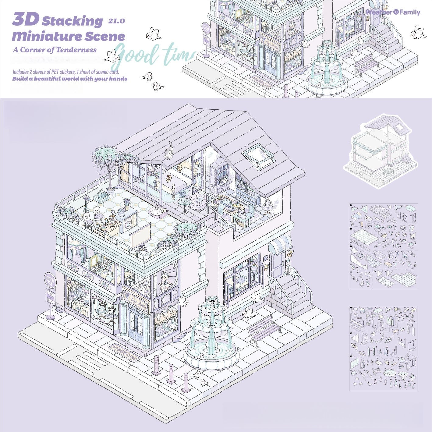 Sakura’s Home 3D Sticker | 6 Cute Miniature Scenes