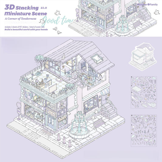 Sakura’s Home 3D Sticker | 6 Cute Miniature Scenes
