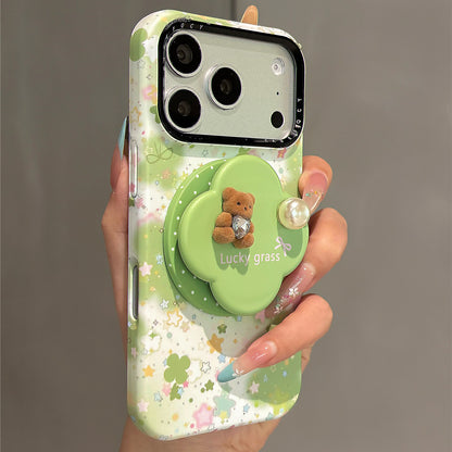 Bear with Pearls Magnetic Stand Acrylic Phone Case