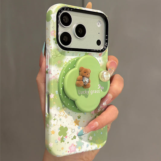 Bear with Pearls Magnetic Stand Acrylic Phone Case