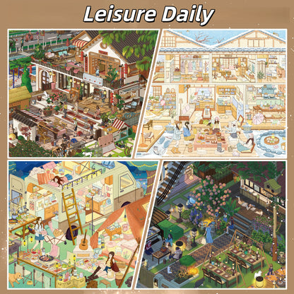 Leisure Daily 3D Sticker | 4 Cute Miniature Scenes