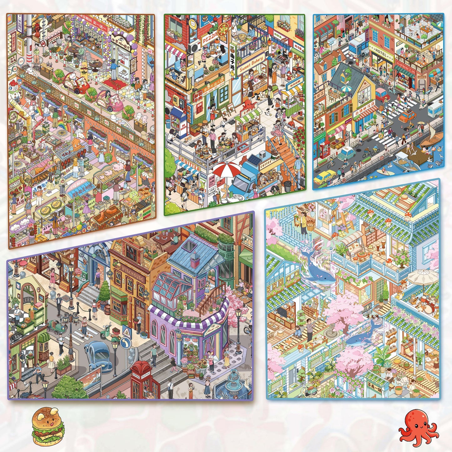 Across the Seasons 3D Sticker | 5 Cute Miniature Scenes