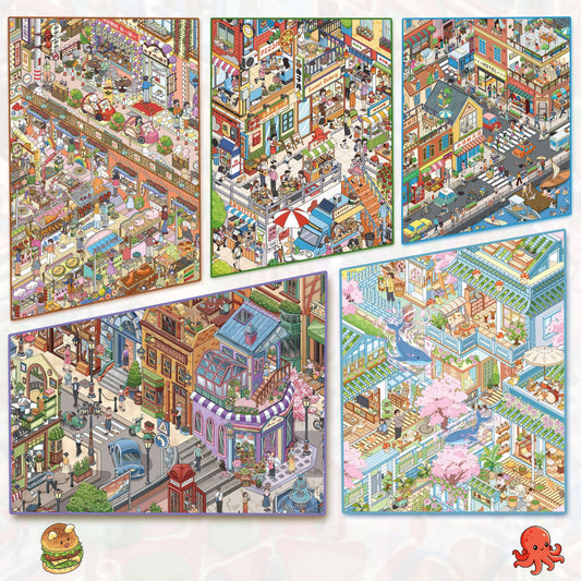 Across the Seasons 3D Sticker | 5 Cute Miniature Scenes
