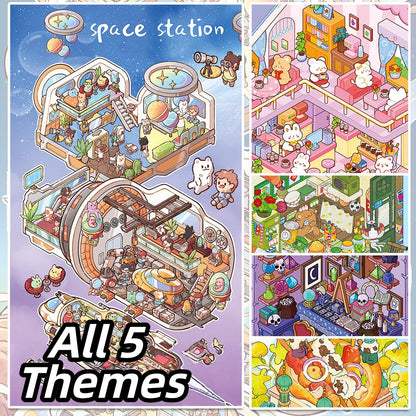 Fantasy Little Rooms 3D Sticker | 5 Cute Miniature Scenes