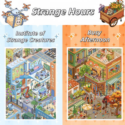 Strange Hours 3D Sticker | 2 Cute Miniature Scenes