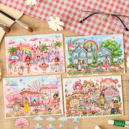 Breath of Blossoms 3D Sticker | 4 Cute Miniature Scenes