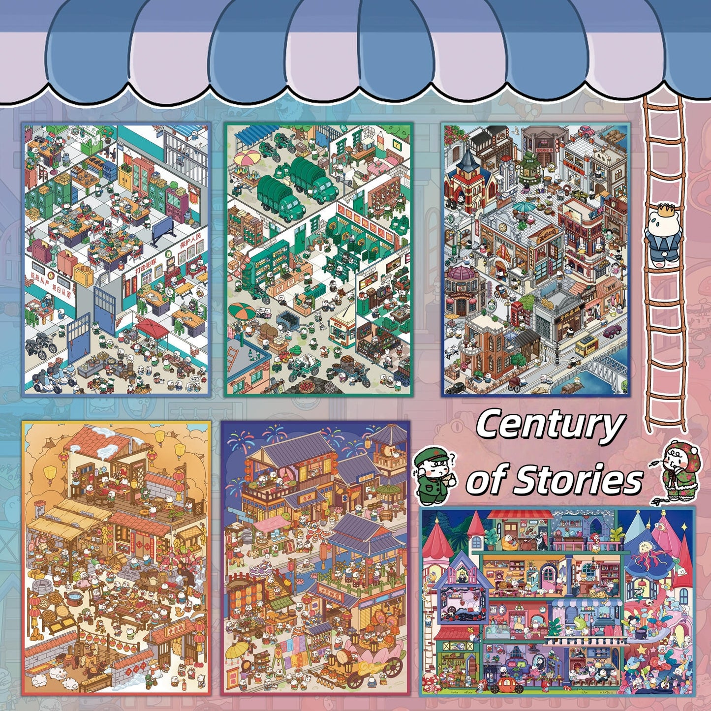 Century of Stories 3D Sticker | 5 Cute Miniature Scenes