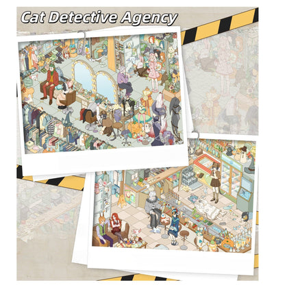 Cat Detective Agency 3D Sticker | 2 Cute Miniature Scenes