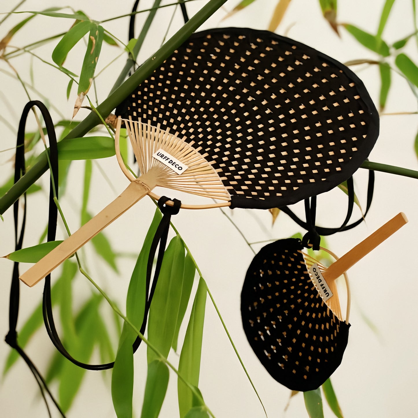 Handmade Leather Cord Woven Bamboo Fan