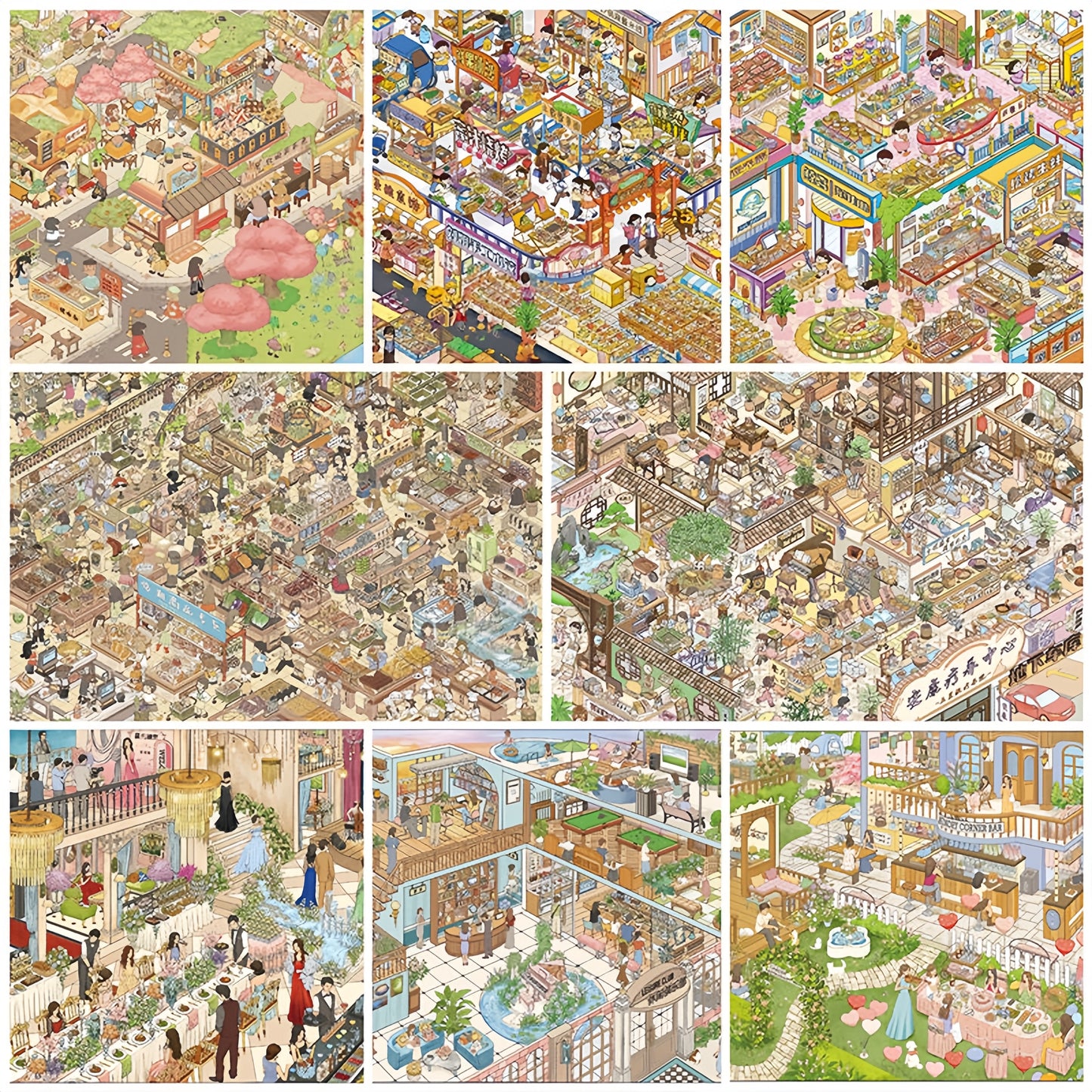 Urban Tapestry 3D Sticker | 8 Cute Miniature Scenes
