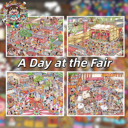 A Day at the Fair 3D Sticker | 4 Cute Miniature Scenes