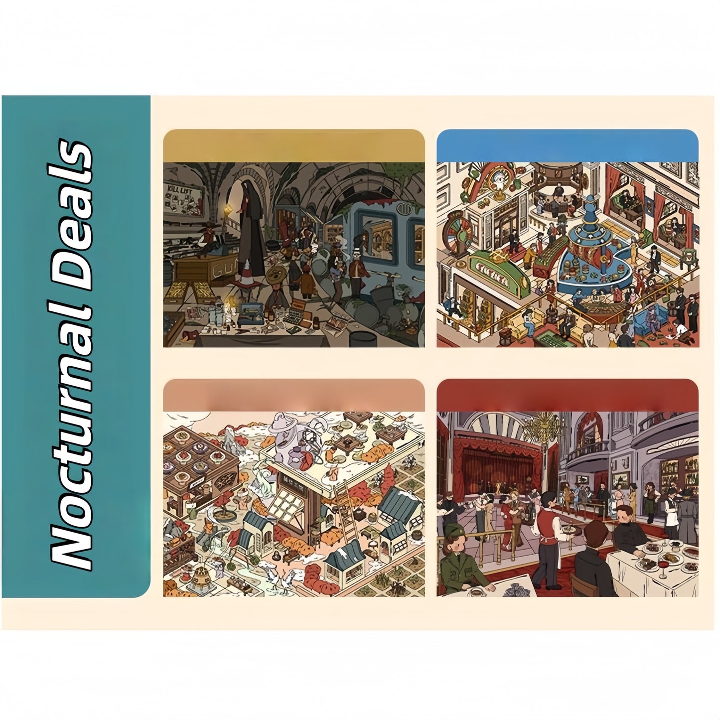 Nocturnal Deals 3D Sticker | 4 Cute Miniature Scenes