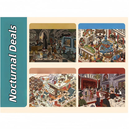 Nocturnal Deals 3D Sticker | 4 Cute Miniature Scenes