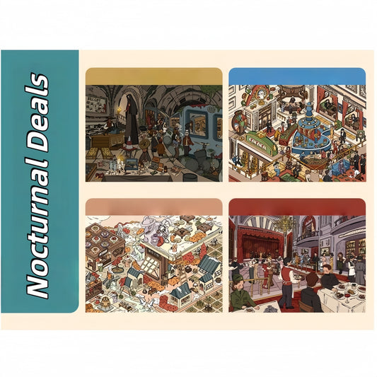 Nocturnal Deals 3D Sticker | 4 Cute Miniature Scenes
