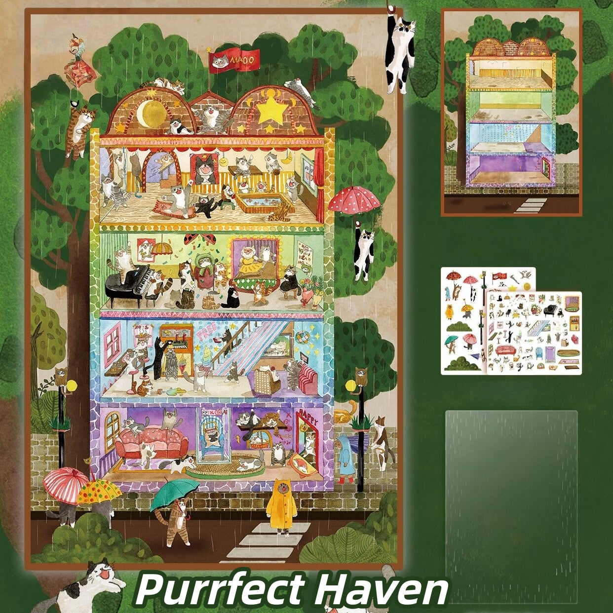 Purrfect World 3D Sticker | 3 Cute Miniature Scenes