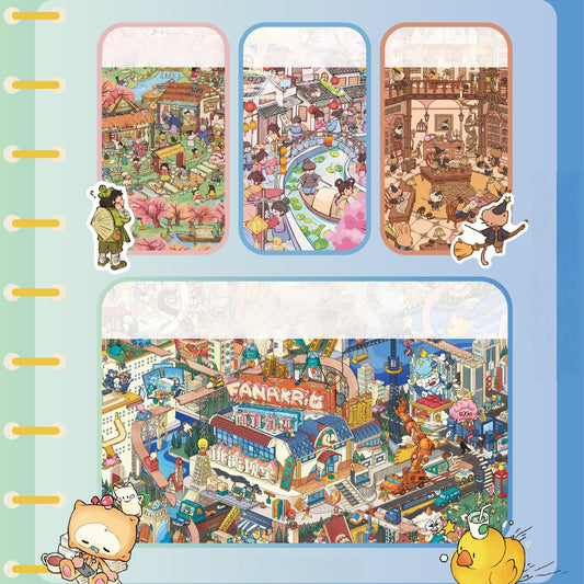 Travel Guide 3D Sticker | 4 Cute Miniature Scenes