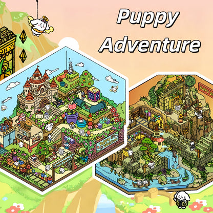 Meatball Puppy Adventure 3D Sticker | 2 Cute Miniature Scenes
