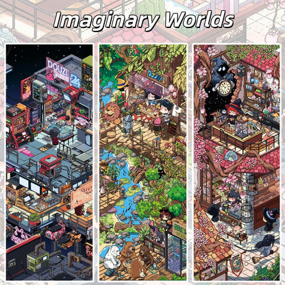 Imaginary Worlds 3D Sticker | 3 Cute Miniature Scenes
